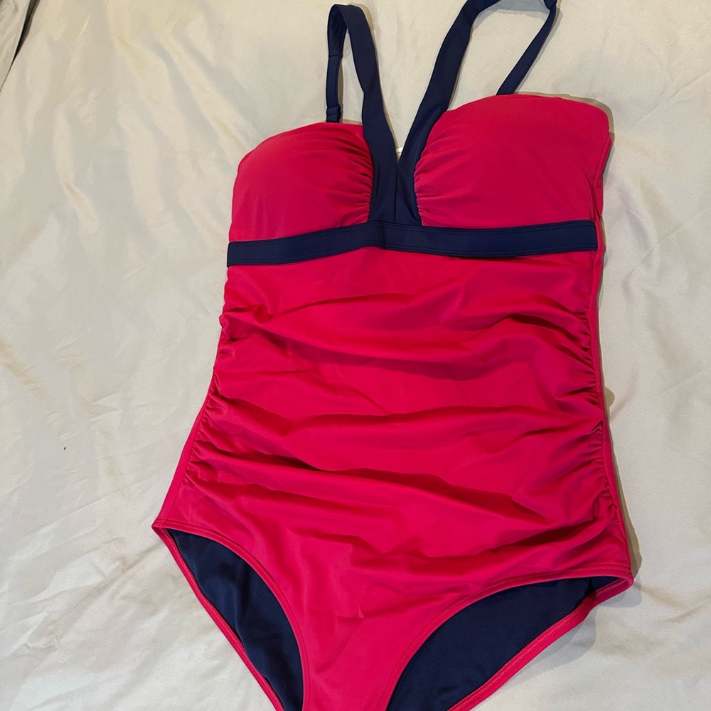 Boden One Piece Swimsuit in pink and navy